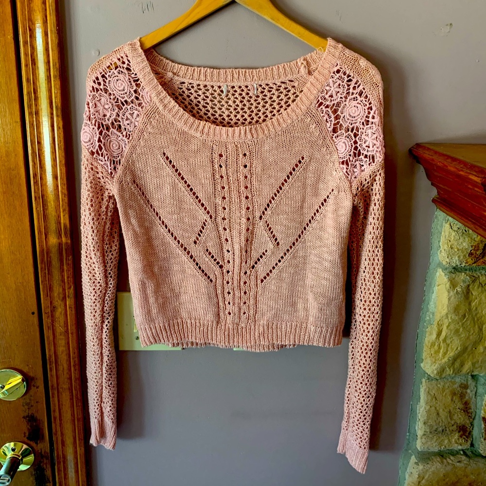 Pink crochet sweater